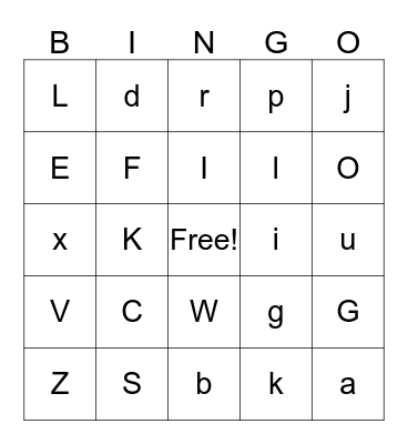 Alphabet Bingo Card