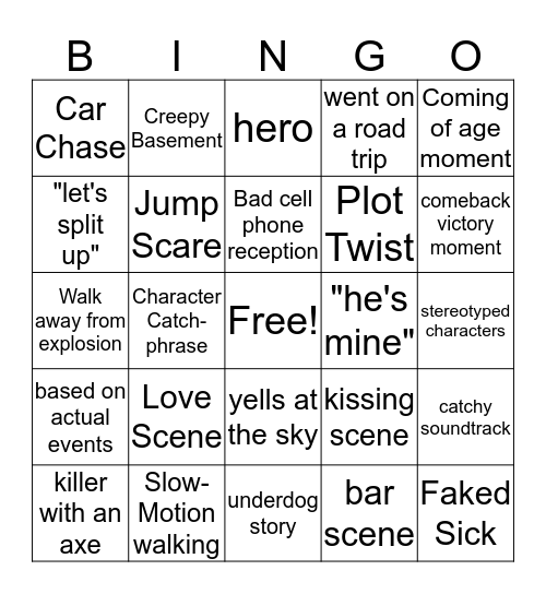 Movie List BINGO Card