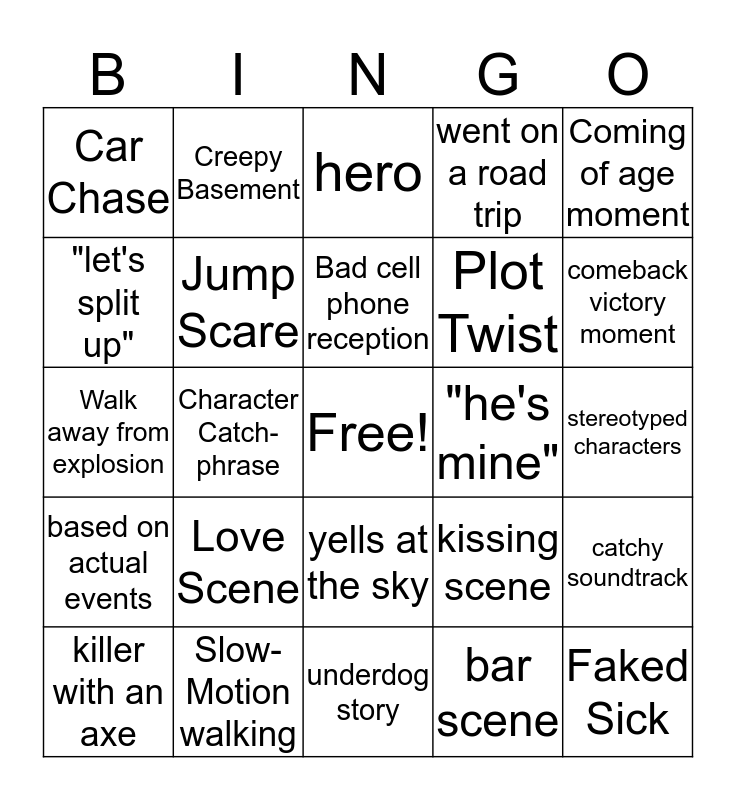 Movie List BINGO Card