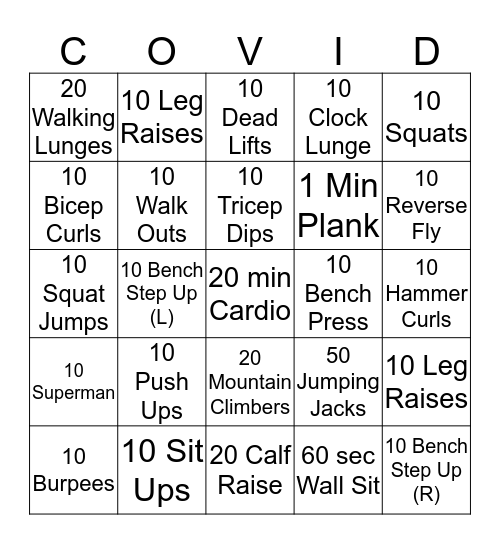 CORONA BINGO Card