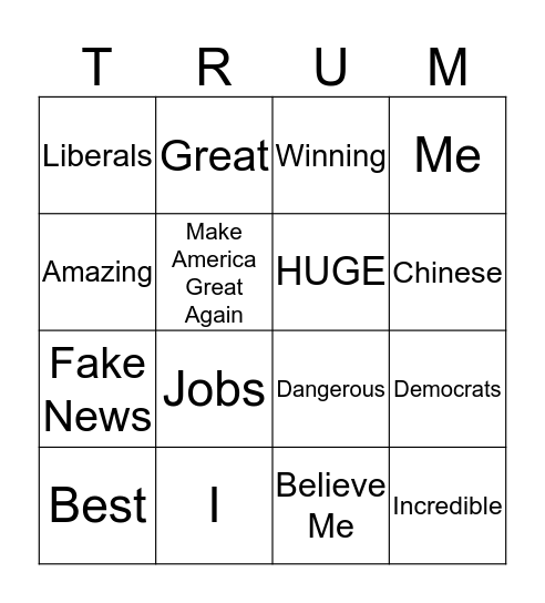 TRUMP PRESS CONFERENCE Bingo Card