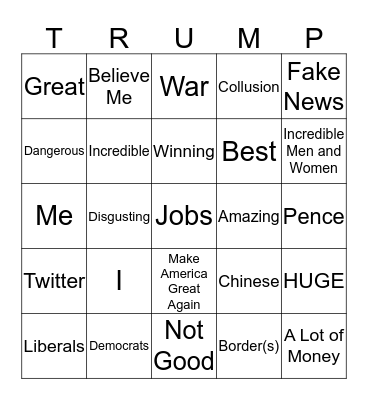 TRUMP PRESS CONFERENCE Bingo Card