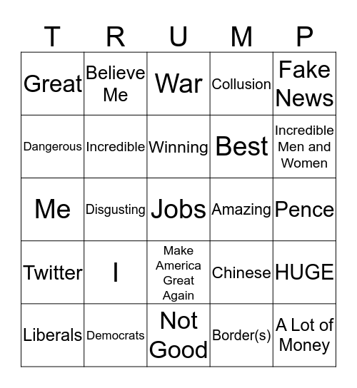 TRUMP PRESS CONFERENCE Bingo Card