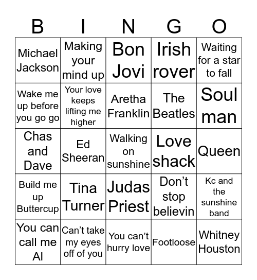 Laura’s megamix  Bingo Card