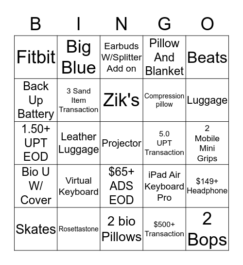 Sunday 7/20 - Saturday 7/26 Bingo Card