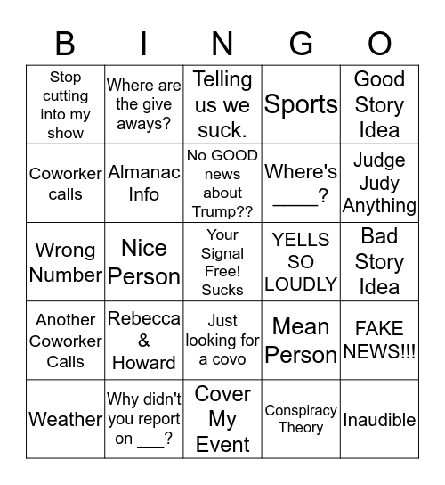 ABC 12 Phone Call Bingo Card