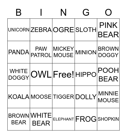 BEAR HUNT Bingo Card