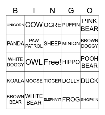 BEAR HUNT Bingo Card