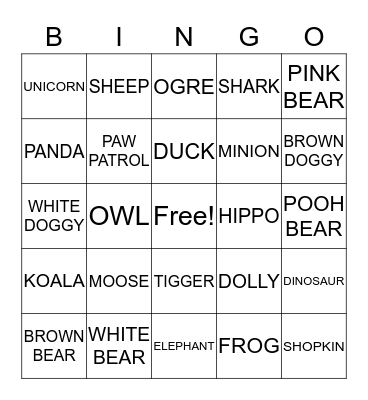 BEAR HUNT Bingo Card
