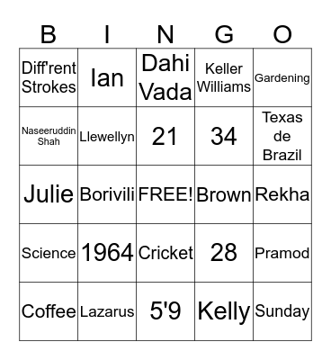 Birthday Bingo Card