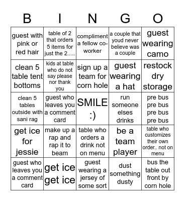 silly sunday funday Bingo Card