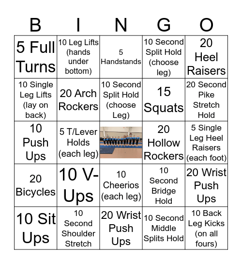 Let's Get Moving:) Bingo Card