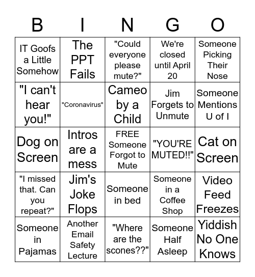 All Staff Bingo!  Bingo Card