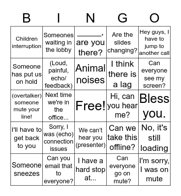 WebEx Bingo Card