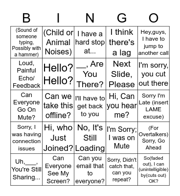 Conference Call Bingo Card