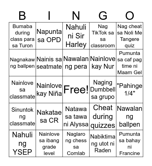 BINGO BORGIA EDITION Bingo Card