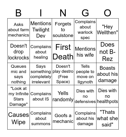 Gewch Bingo Card