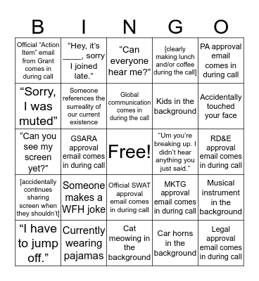 WFH Meeting Bingo Card