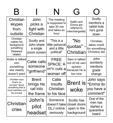 Senior Editor Bingo Card