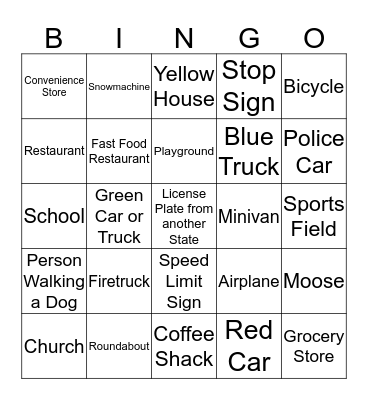 CHYKO CAR BINGO Card