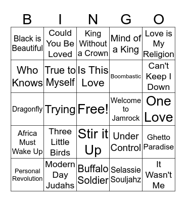 Reggae Bingo Card
