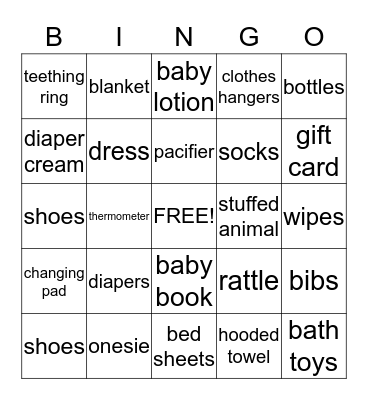 Baby Hayley Bingo Card