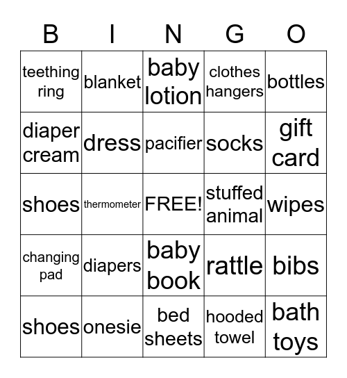Baby Hayley Bingo Card
