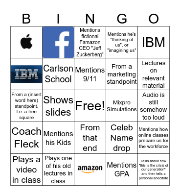 Covid-19 Edition Marketing Bingo!! Bingo Card
