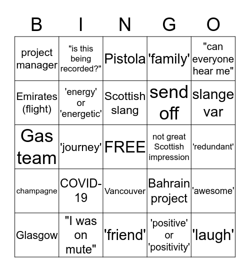 PISTOLA PARTY BINGO Card