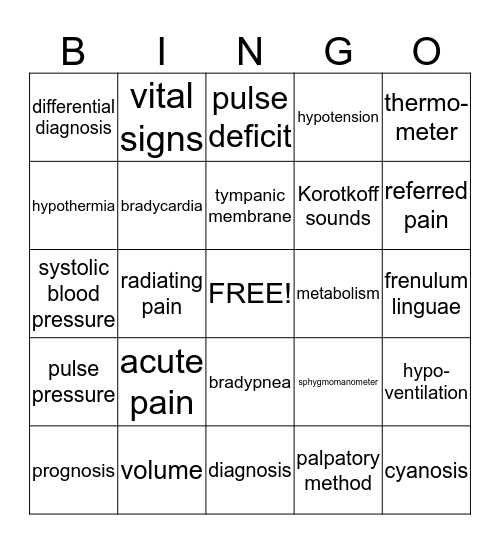 Term Words Bingo Card