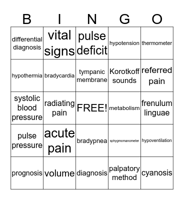 Term Words Bingo Card