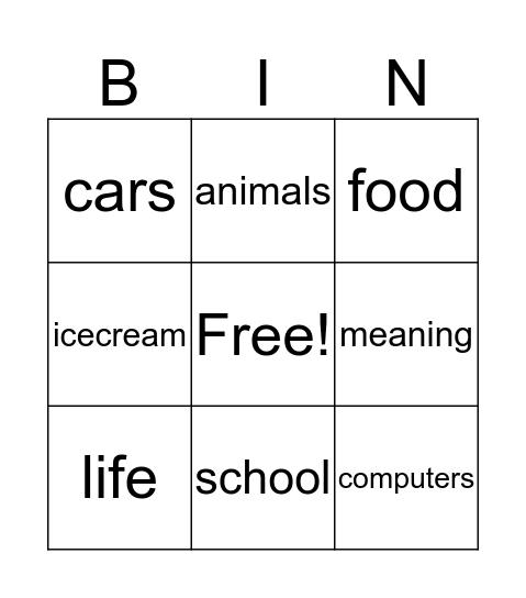 Final Exam Bingo Card