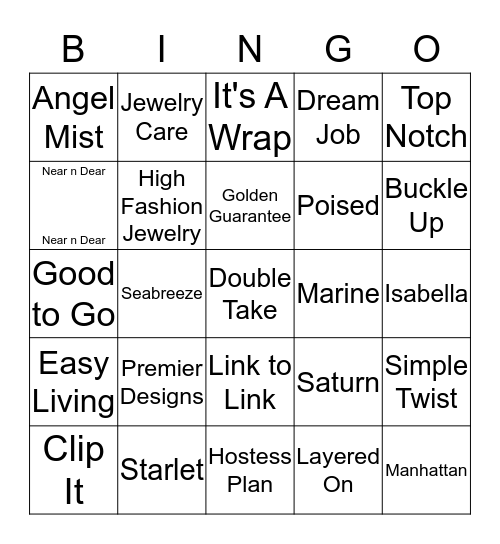 Bling Bling Bingo Card