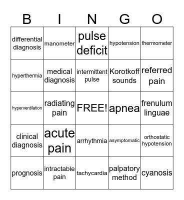 Term Words Bingo Card