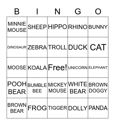 BEAR HUNT Bingo Card