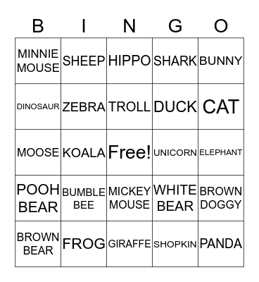 BEAR HUNT Bingo Card