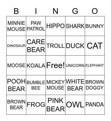 BEAR HUNT Bingo Card