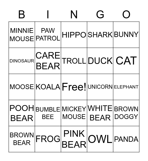 BEAR HUNT Bingo Card
