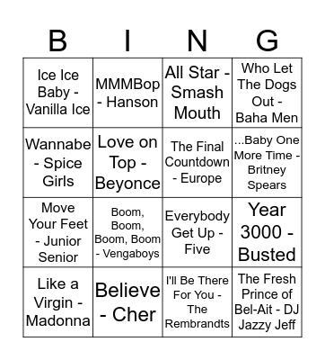 Music Bingo Card