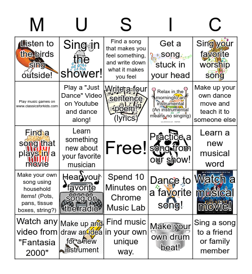 How to Find MUSIC at Home! Bingo Card