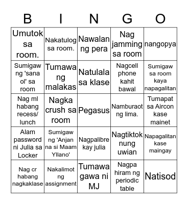 PEGASUS part 4 Bingo Card