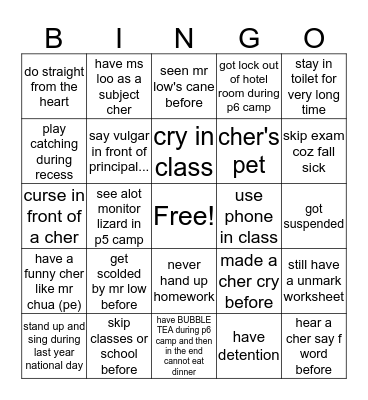 RMPS BINGO Card