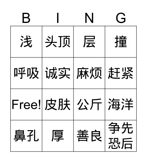 鲸鱼知多少 Bingo Card