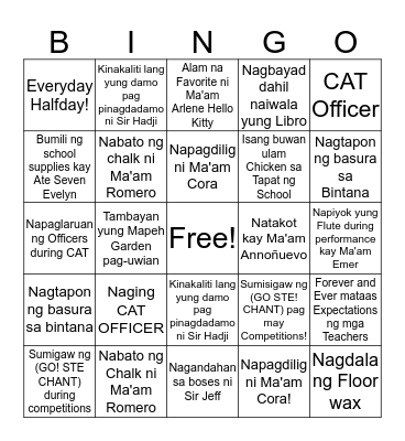 Science Technology Engineering(STE) BINGO Card