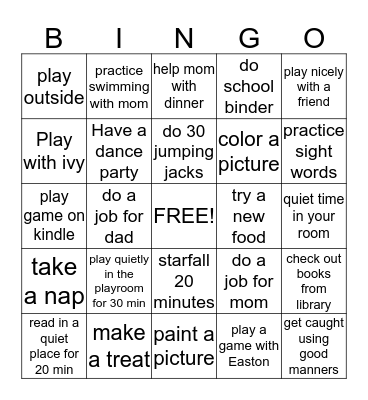 CARLY Bingo Card