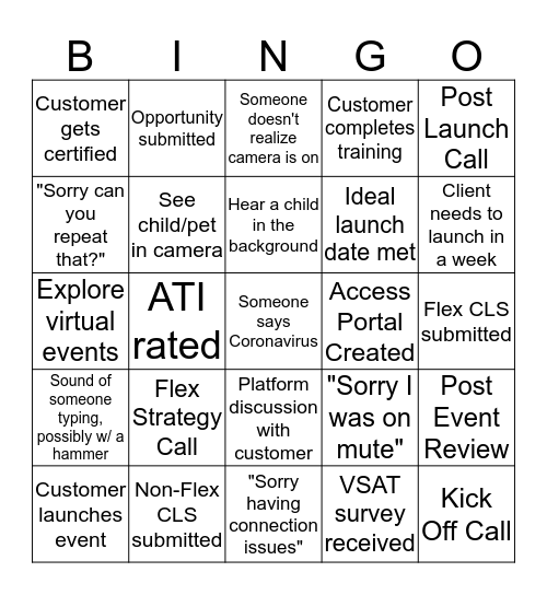 Onboarder BINGOOOOOO - Week of 3/23 Bingo Card