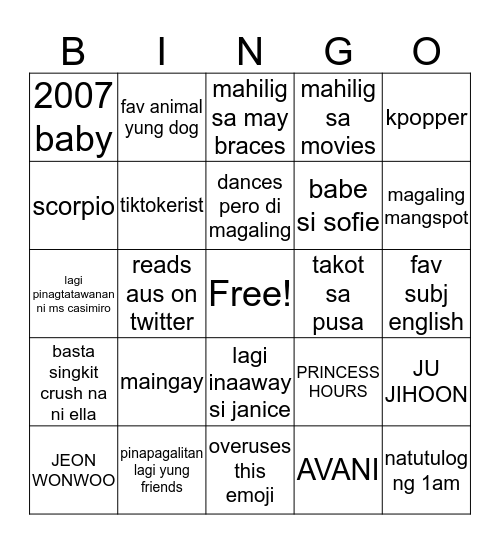 QUIZBINGO-SIPAT 2022 Bingo Card