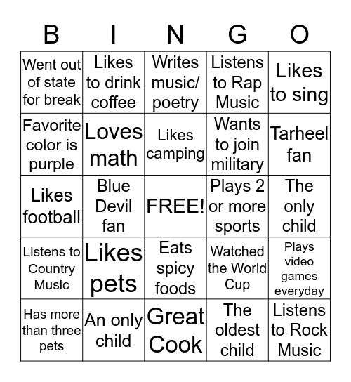 ELA Icebreaker Bingo Card