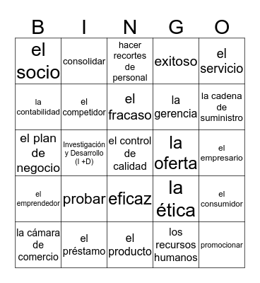 Lotería: Los negocios Bingo Card