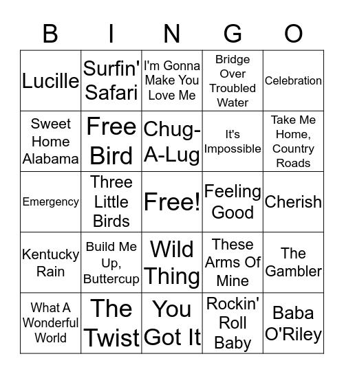Name that tune 1 Bingo Card